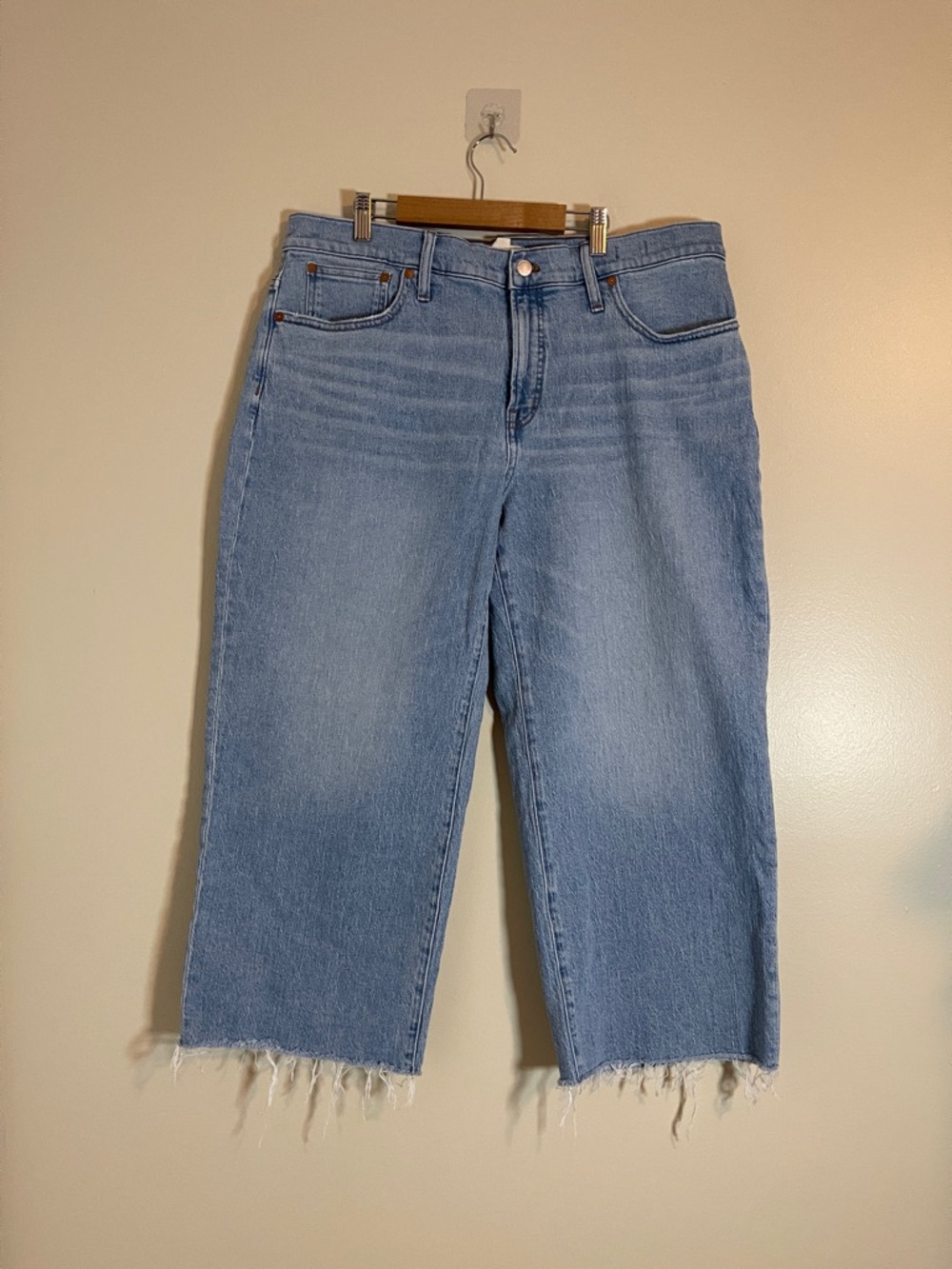 Madewell Jeans Womens 33P Blue The Perfect Wide Leg Crop Jean Classic Normcore